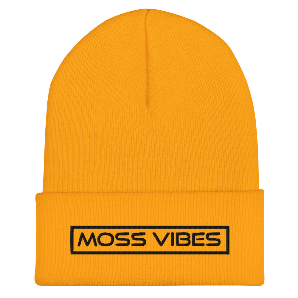 Moss Vibes Black Logo Cuffed Beanie