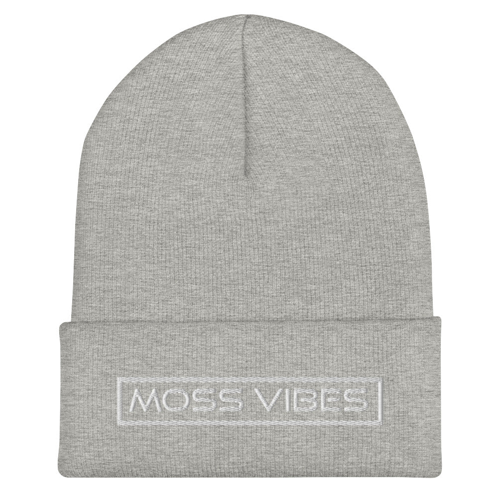 Moss Vibes White Logo Cuffed Beanie