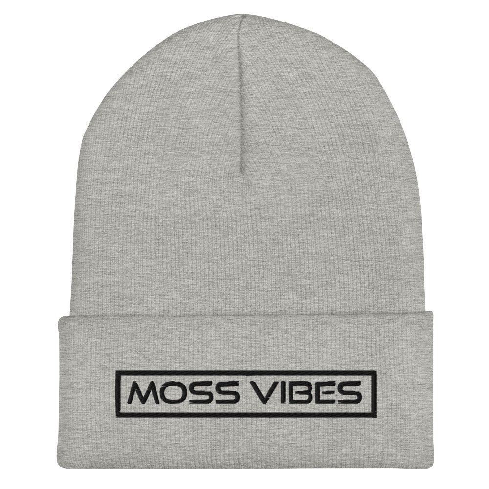 Moss Vibes Black Logo Cuffed Beanie