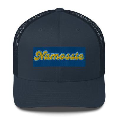 NA'MOSS'TE Blue Yellow Logo Trucker Cap