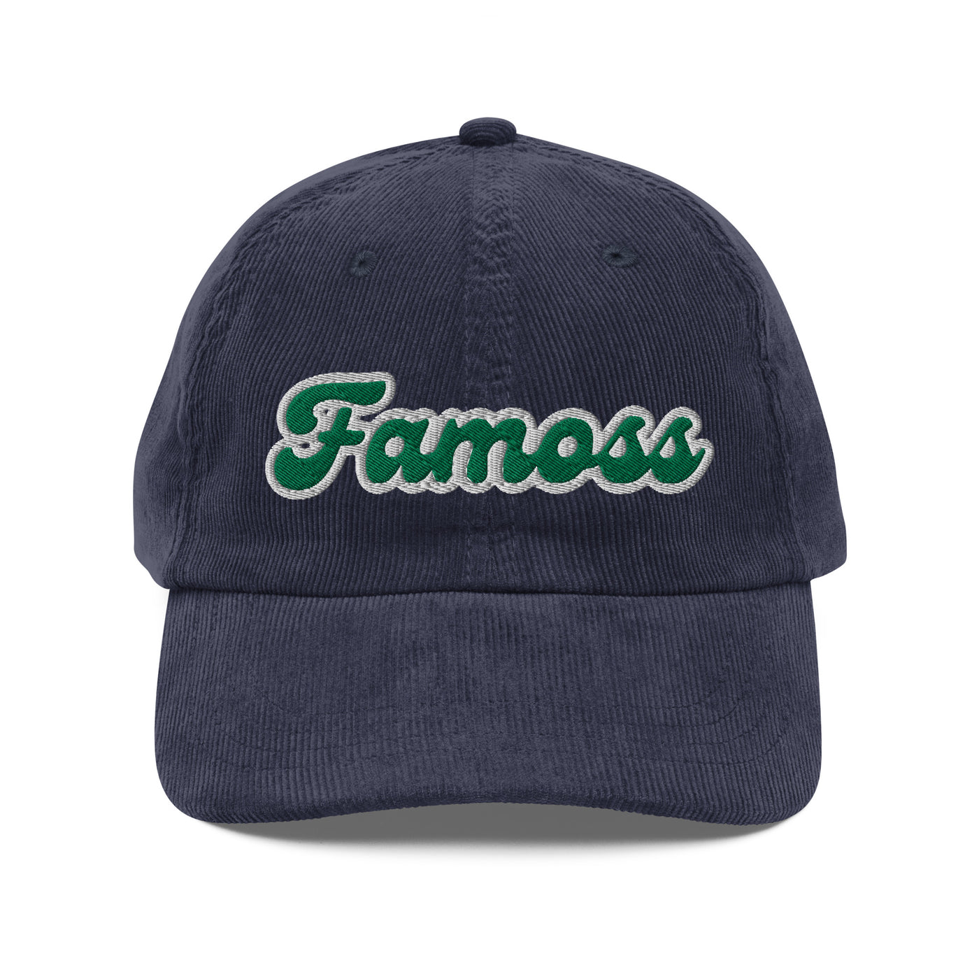 Famoss White Green Logo Vintage Corduroy Cap