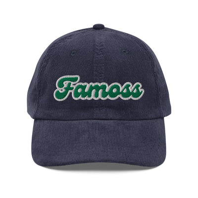 Famoss White Green Logo Vintage Corduroy Cap