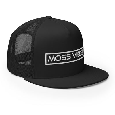 White Moss Vibes Logo Black Trucker Cap