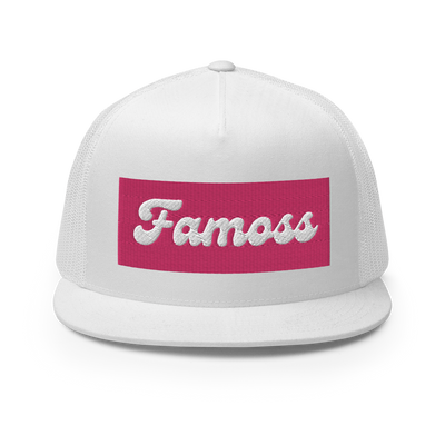 Pink FAMOSS White Trucker Cap