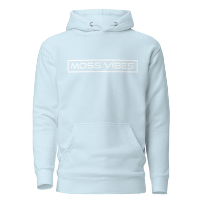 Moss Vibes White Logo Hoodie Sky Blue